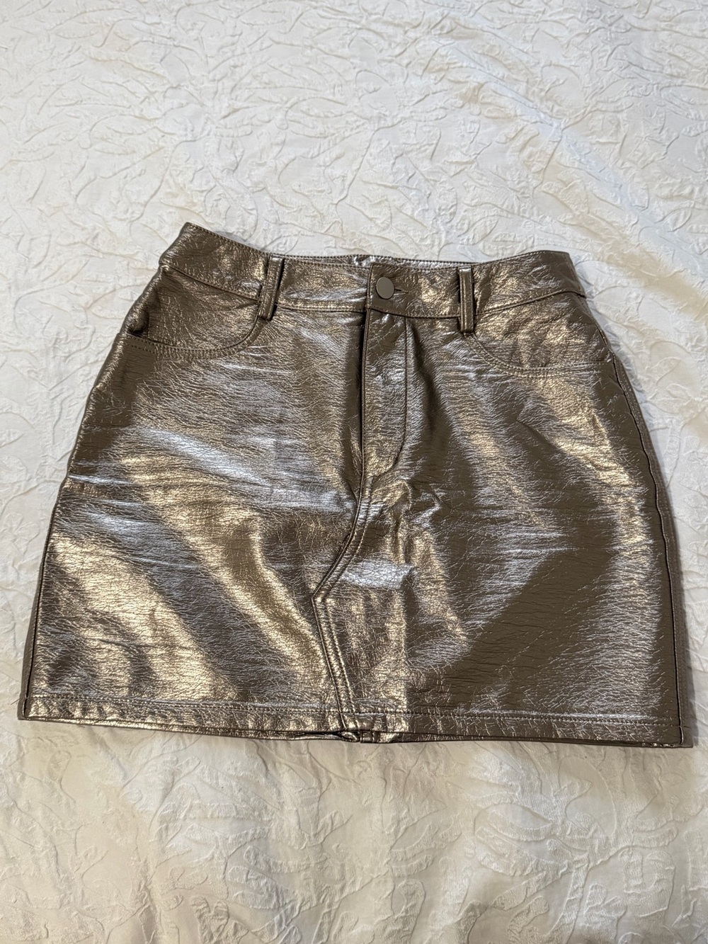 Le Lis Metallic Bronze Mini Skirt
